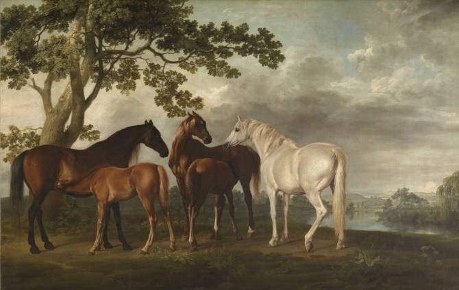 Mares and Foals in a River Landscape c.1763-8 by George Stubbs 1724-1806